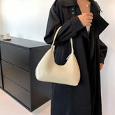 Fashionable Shoulder Bag for Women – Designer Solid Color Patent Leather Crescent Tote - Himpall